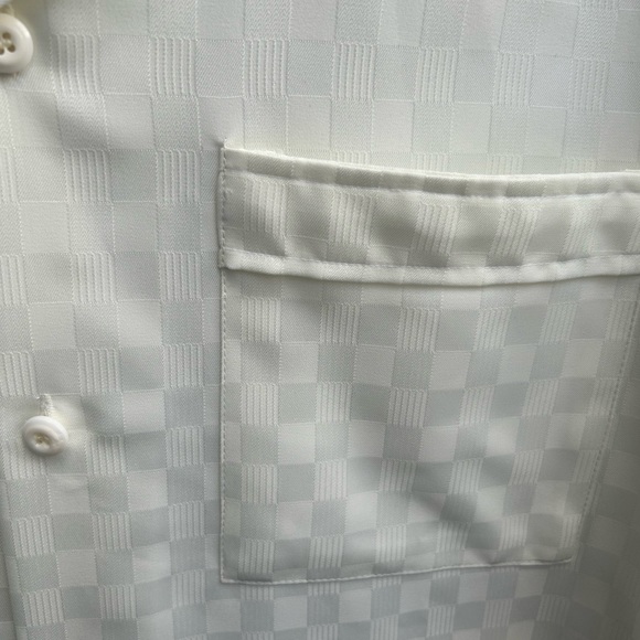 Vintage Smokey Joe’s Men’s Short Sleeve Button Down Ivory Checkered XL Shirt - Picture 4 of 5